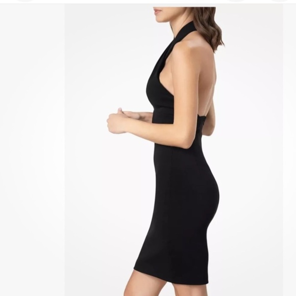NWT dress the population Sz medium M black halter mini dress